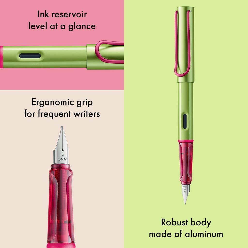 LAMY disco fountain pen with ergonomic grip and polished steel nib Lightweight aluminum body Includes LAMY T 10 blue cartridge AL-star - Medium-sized