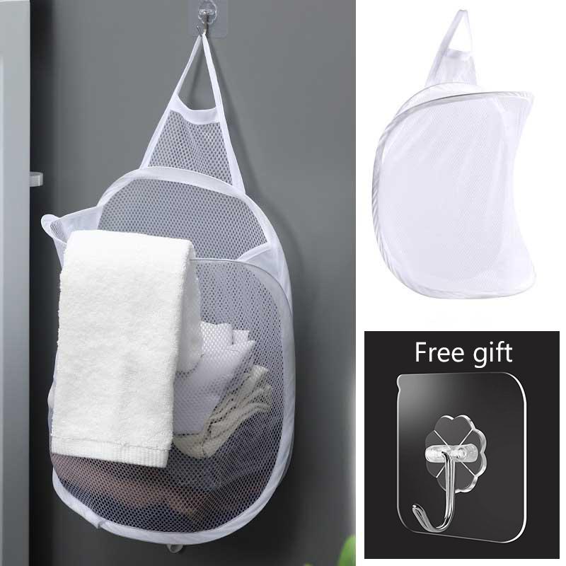 

Hanging Laundry Basket Foldable Mesh Storage Bag Wall Dirty Clothes Net Baskets Closet Organizer Hamper Kids Toys Storager