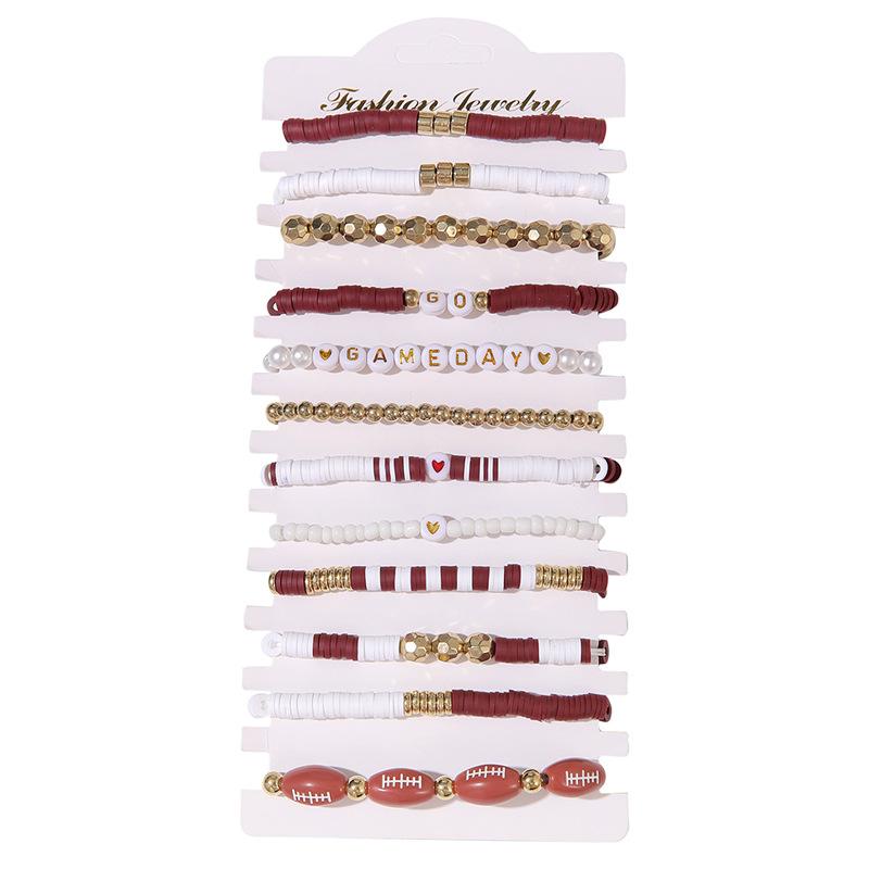 Europe and the United States Popular Sports Bracelet Fashion High Sense Football Handmade Bracelet Soft Pottery Bead String Jewelry