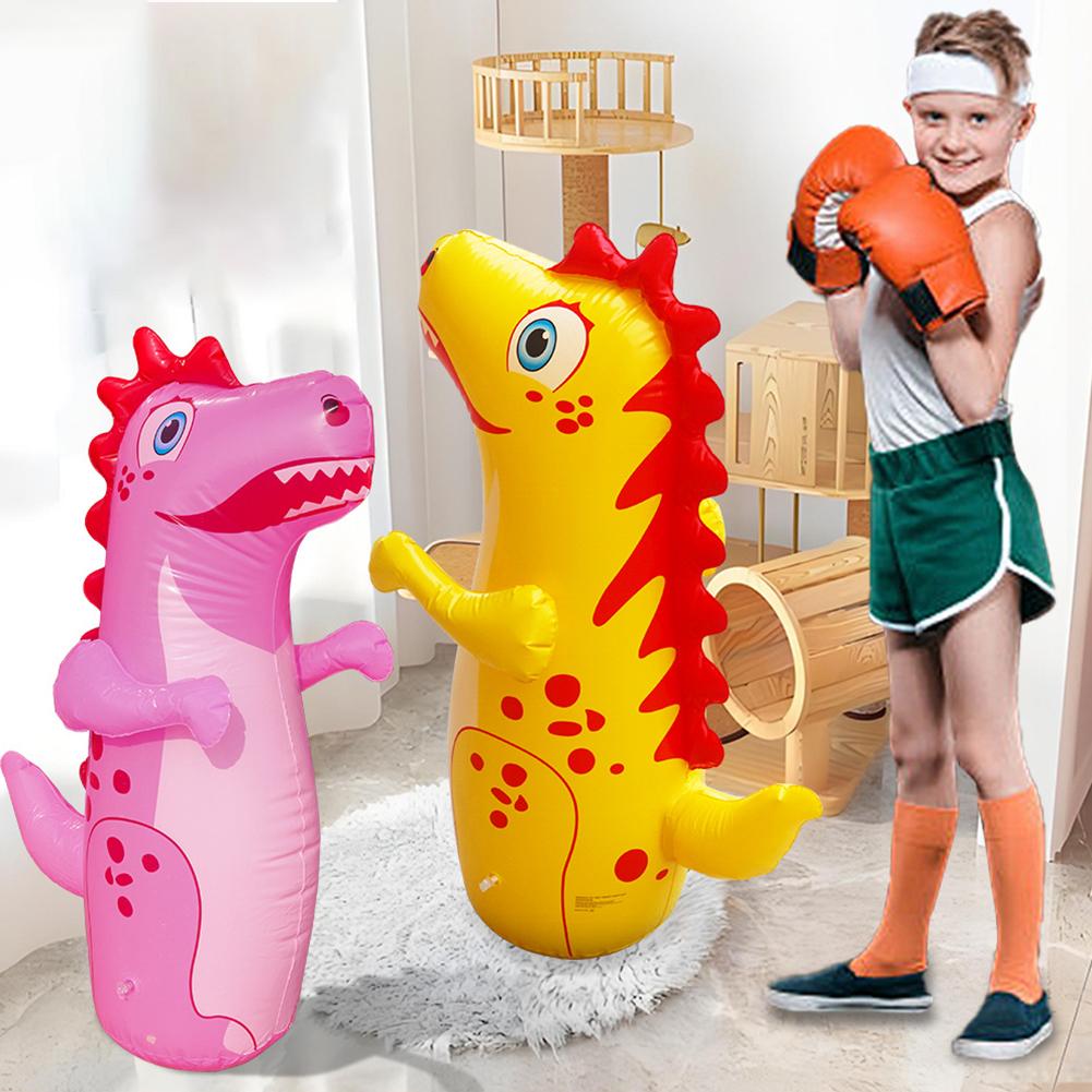 Inflatable Punching Bag Leakproof Inflatable Dinosaur Tumbler Punching Bag Bounce-Back Punch Bag for Karate Taekwondo MMA