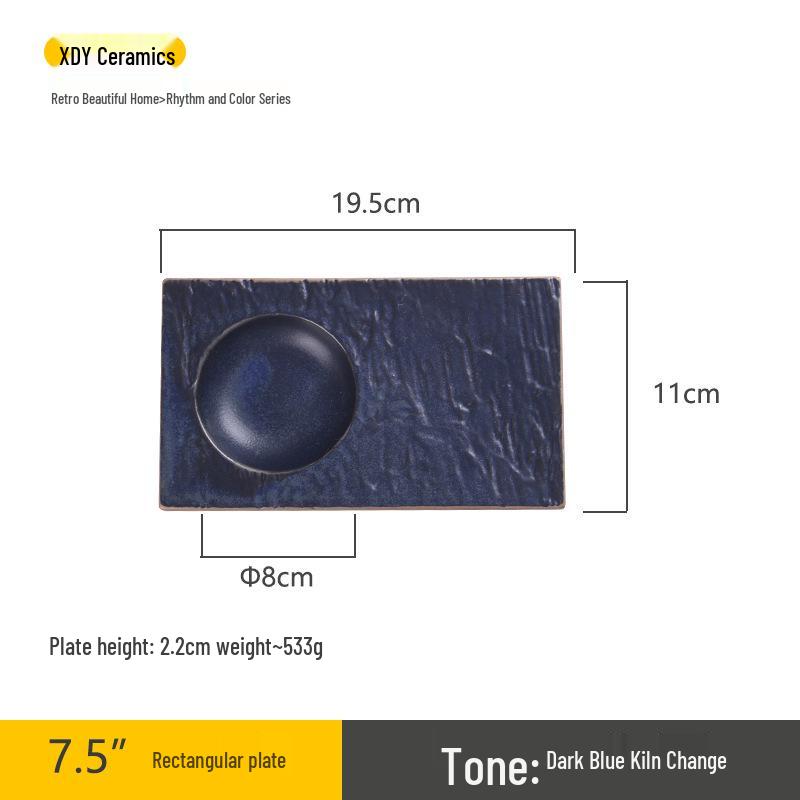 Japanese Minimalist Ceramic Plate for Sushi and Dumplings - Exquisite Underglaze Design