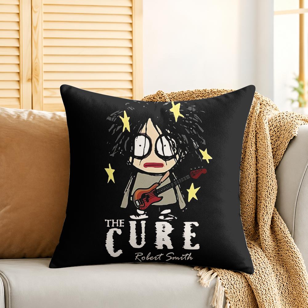 The CCure Rock Band Cushion Cover Silky Short Plush Invisible Zipper Dustproof Sofa Pillow Case For Home Decor