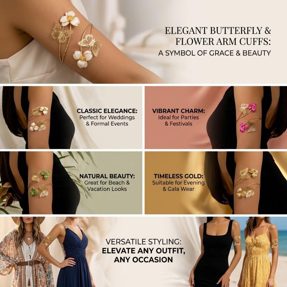 Emaille-Glasur Blumenarmband Tropföl Schmetterlingsarmband Exquisites Offenes Armreif Armzubehör