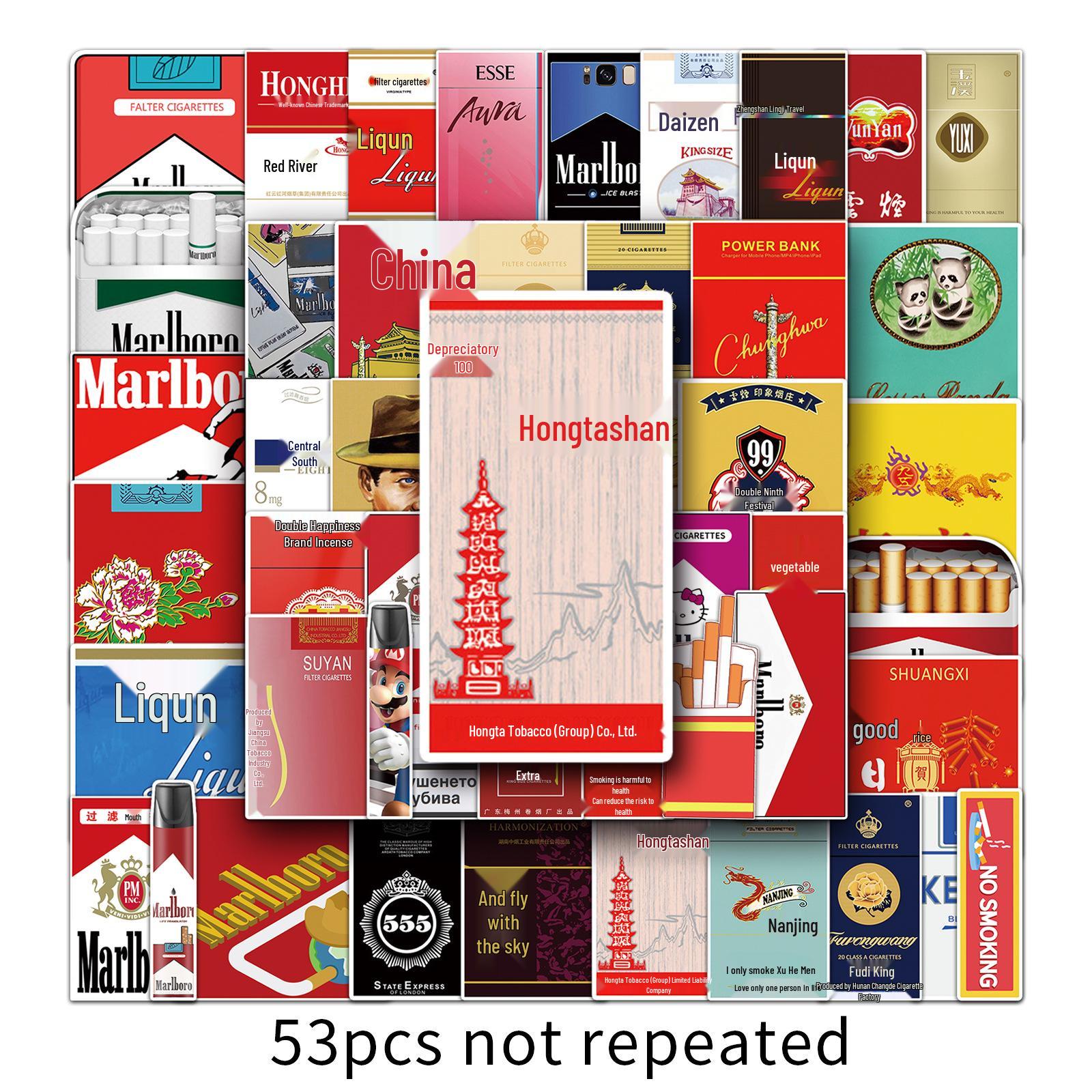 53-Pack Trendy Collaboration Waterproof Stickers for Suitcases, Travel Cases, Laptops, and Graffiti.