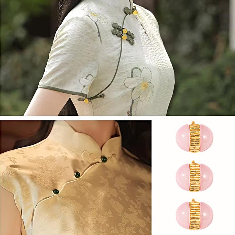 10Pcs Alloy National Style Auxiliary Materials Fashion Colorful Buttons Chinese Style Ellipse Resin Bead