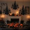 Lightweight Hanging Decorations 3D Candlestick Chandelier Ceiling Ornament, Gothic Halloween Glitter Matte Black Holiday Decor Decoration for