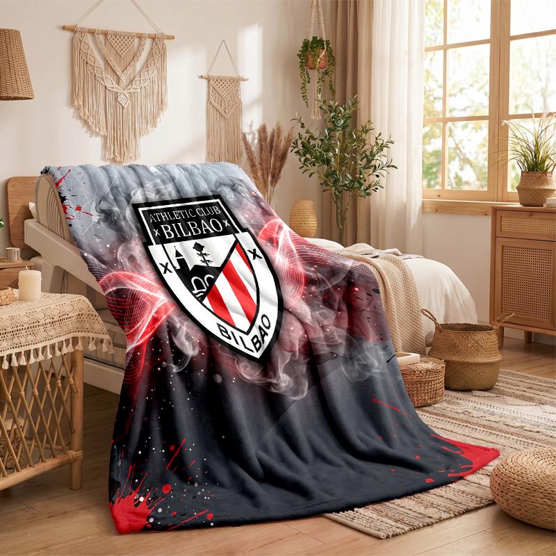Athletic Bilbao Voetbal Print Flanellen Deken Zacht Warm Sofa Bed Plaid Deken Voor Huis Kantoor Slaapkamer