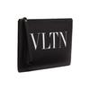 Valentino VLTN Letter Print Studded Zip Closure Leather Clutch Men clutch Black WY2P0299LVN0NO