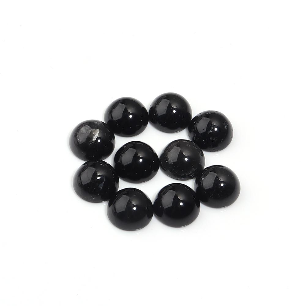 5/10pcs Natural Stone Cabochon Black Agate Round Flatback Cabochon Loose Beads For Jewelry Making DIY Ring Pendants Accessories