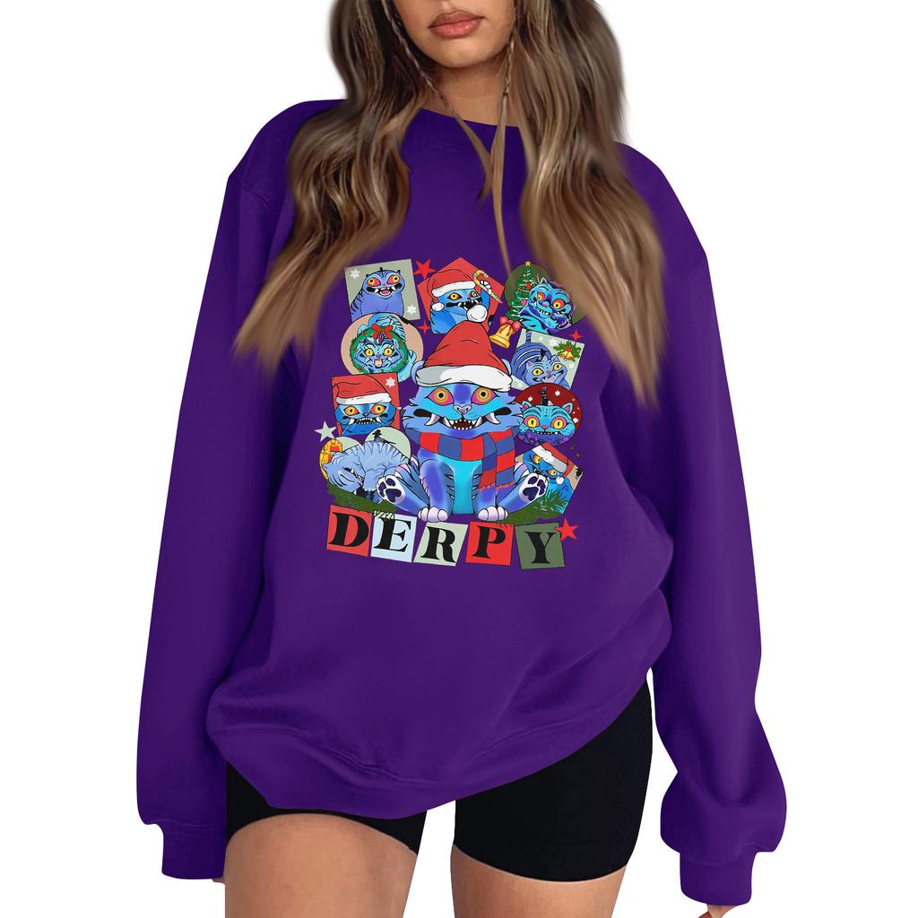 Women's Fashion Long-Sleeve Pullover Sweatshirt With Fun Movie-Themed Print