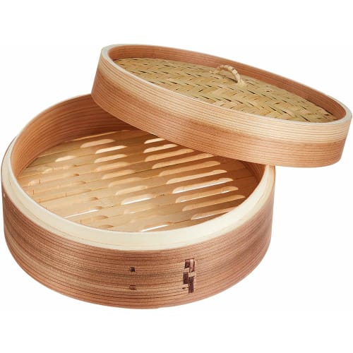 Pearl Metal Chinese Steamer, 24cm, Steamer for Vegetables, Shumai, and Xiaolongbao, Made with Natural Wood and Bamboo, Wanosato H-5715