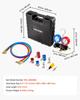 AC Manifold Gauge Set for R134a R404A R1234yf R22 Refrigerant, 3 Way AC Gauge with 1.5m Hoses, Adapters, Quick Couplers, Can Taps for Automotive Air