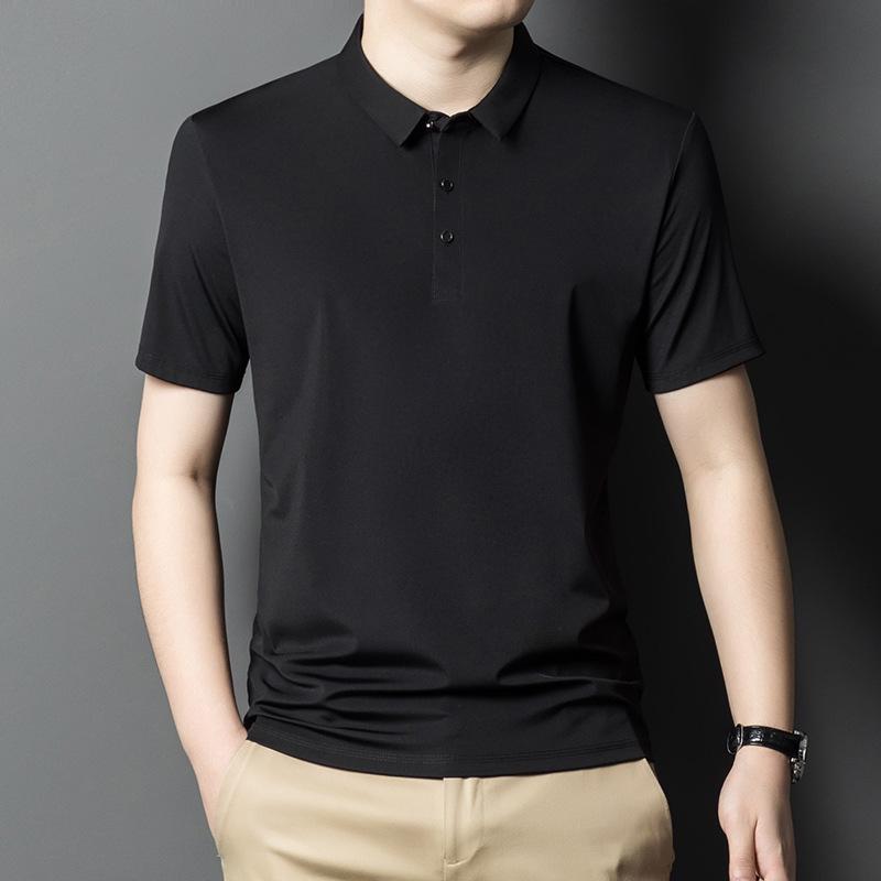 Men's 2025 Summer Breathable Ice Silk POLO Shirt - High-End, Loose Fit, Casual Short Sleeve T-Shirt