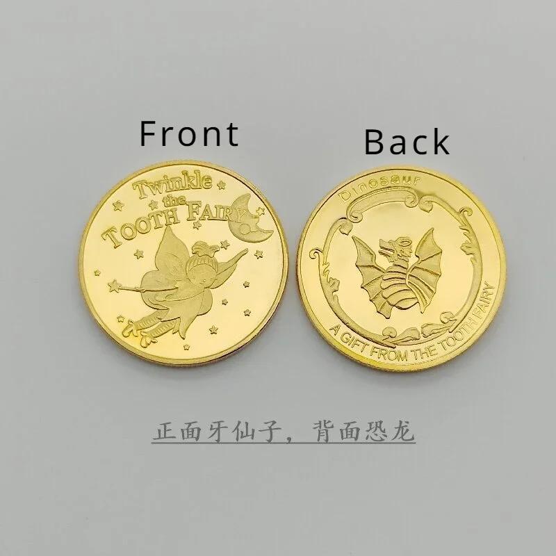 Dental Creative Tooth Fairy Shape Commemorative Coin Gold Plated Souvenir Coin for Children Kids Baby Dentistry Clinic Gifts