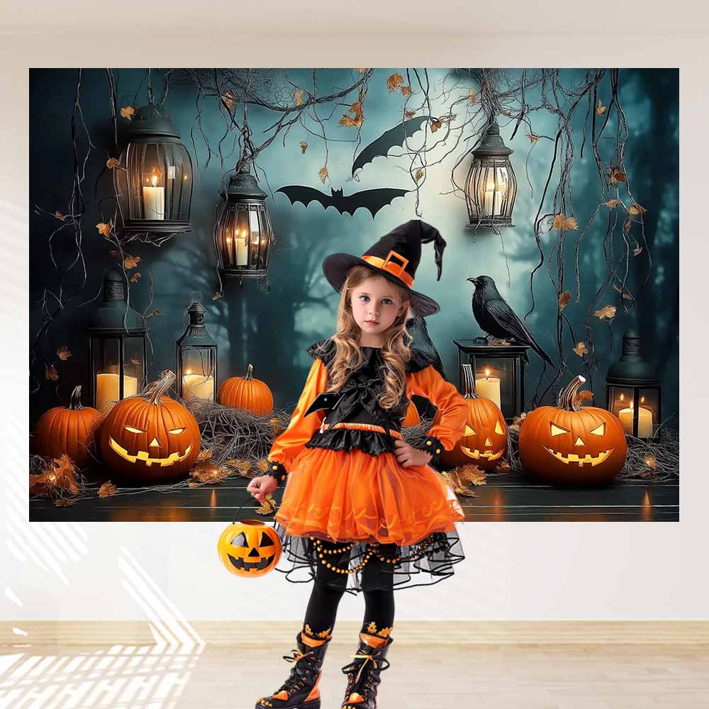 Halloween Party Backdrops Bats Ghost Pumpkins Kids Adult Child Baby Photocall Evil Witch Bats Retro Photography Backgrounds