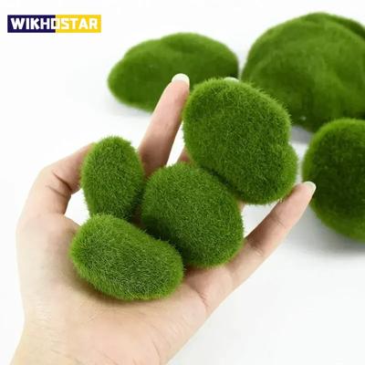 10 Pièces Simulation Pierre Mousse Artificielle Mousse Rochers Boule Fausse Plante Verte pour Décoration Maison Jardin Pot de Fleurs Artisanat Créatif