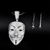 V for Vendetta Rhinestone Pendant Necklace: European-American Horror Mask Hip Hop Accessory