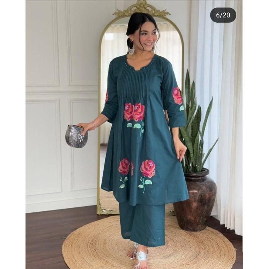 Women Bollywood Kurta Pant Set Party Wear Designer Top Tunic Kurti Indian Ethnic 2379