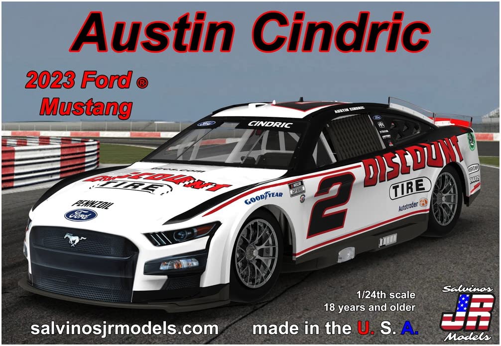 Salvinos Models Scale NASCAR 2023 Mustang Team Penske Austin Cindric Primary Color Plastic Model Kit Jr. 1/24 (SJMPF2023ACP)