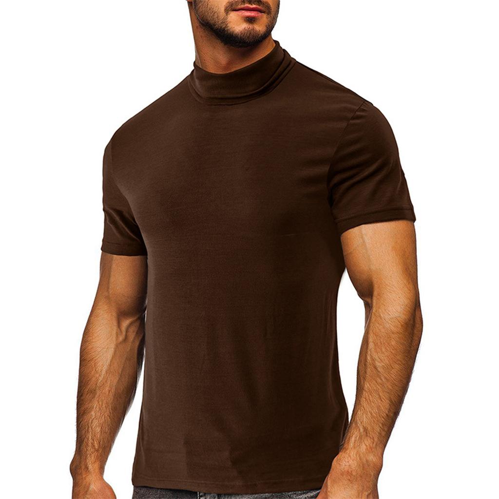 High Collar Bottomed Men'S Short Sleeved Men'S Fashion Casual Top T-Shirt