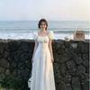 Square Neck Bubble Sleeve Waist Dress Women's Summer French Gentle Wind Embroidery Thin Long Temperament First Love Dress