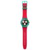 Swatch NEW CHRONO PLASTIC SWATCH NEON EMERALD CHRONO Wristwatch, SUSG409, Unisex, Red