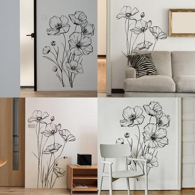 Black and White Sketch Yu Beauty Flower Bedroom Living Room Background Beautification Decorative Wall Sticker Sticker