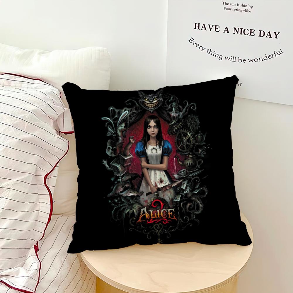 Classic Game A-Alice Madness Returns Pillow Case Sofa Living Room Bedroom Headboard Backrest Cushion Square Cushion Nap Time