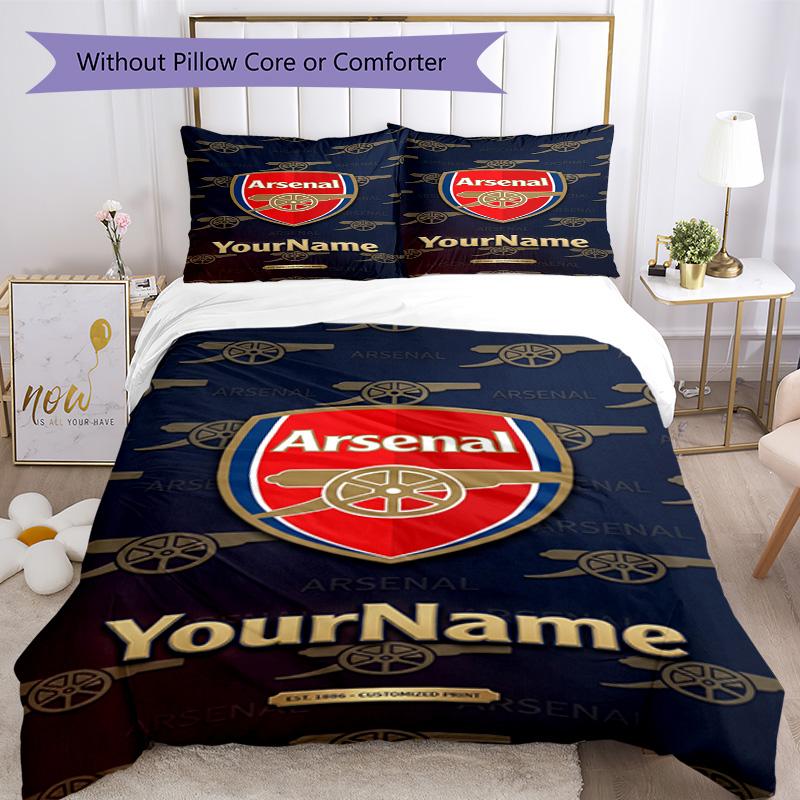 Arsenal Adınızı Özelleştirin Nevresim Takımı Nefes Alabilen Yorgan Kılıfı Yastık Kılıflı Ev Dekorasyonu Doğum Günü Hediyesi