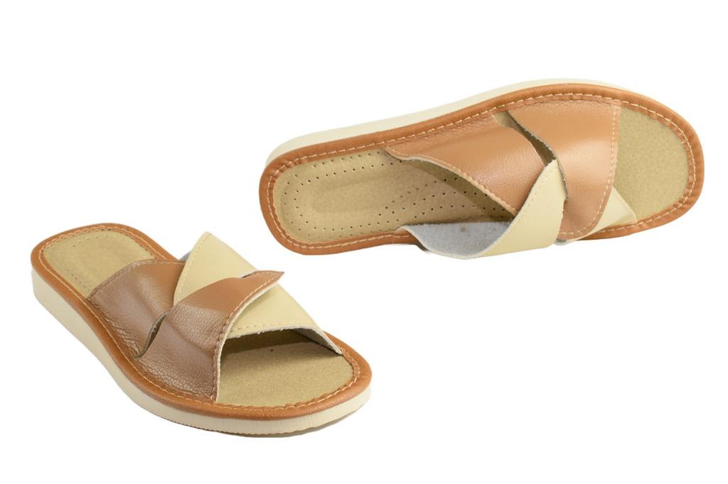 Women's open slippers, women's slippers cappuccino/beige 36