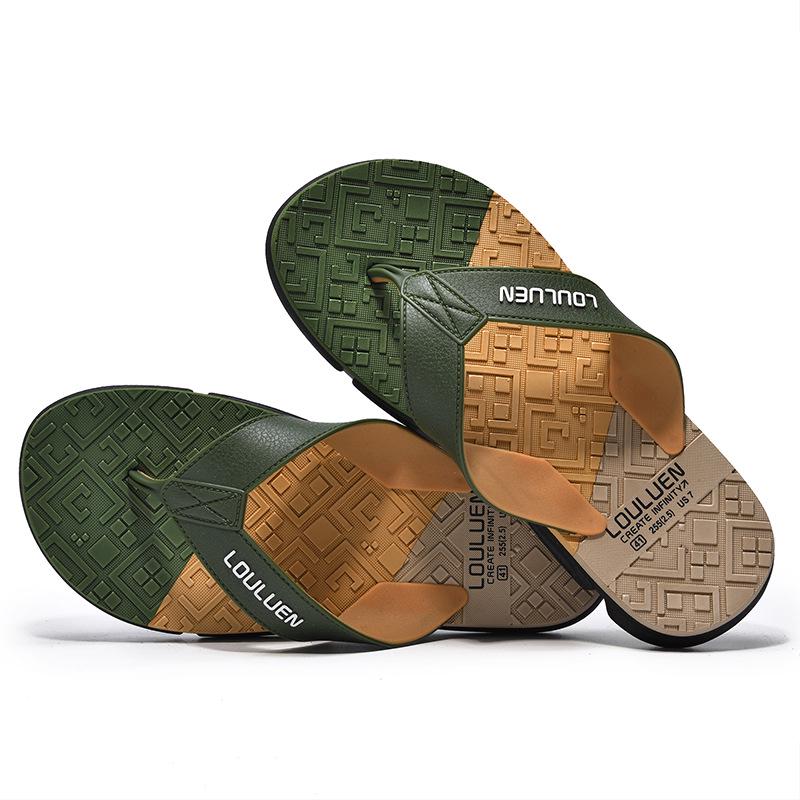 

Мужские пляжные шлепанцы с нескользящей подошвой 2025: Повседневные летние сандалии-вьетнамки 45 армия зеленый