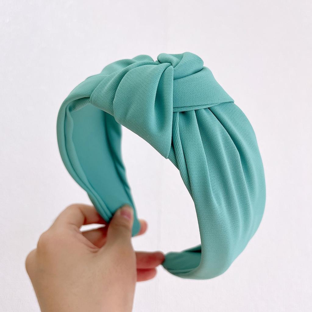 PROLY Nové módní vlasové doplňky pro ženy Široká strana Uzel uprostřed Turban Jednobarevná ležérní čelenka do vlasů