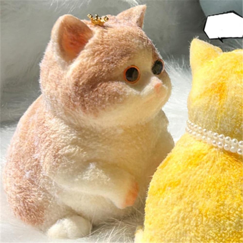 Cute Stress Relief Toy With Flocking Surface Cat Pinching Toy  for Adults Kids