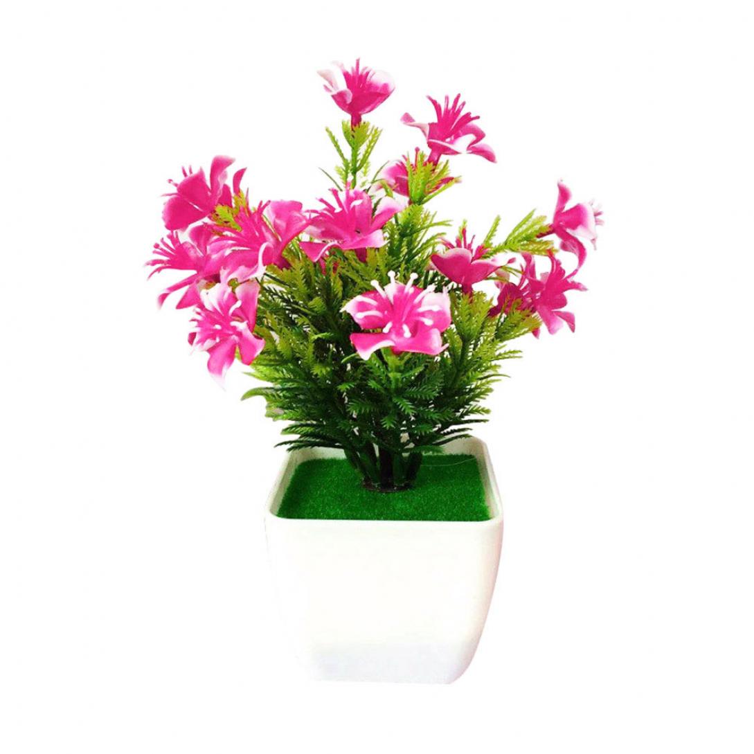 

Искусственный цветок в горшке для декора сада и дома One Size розовый