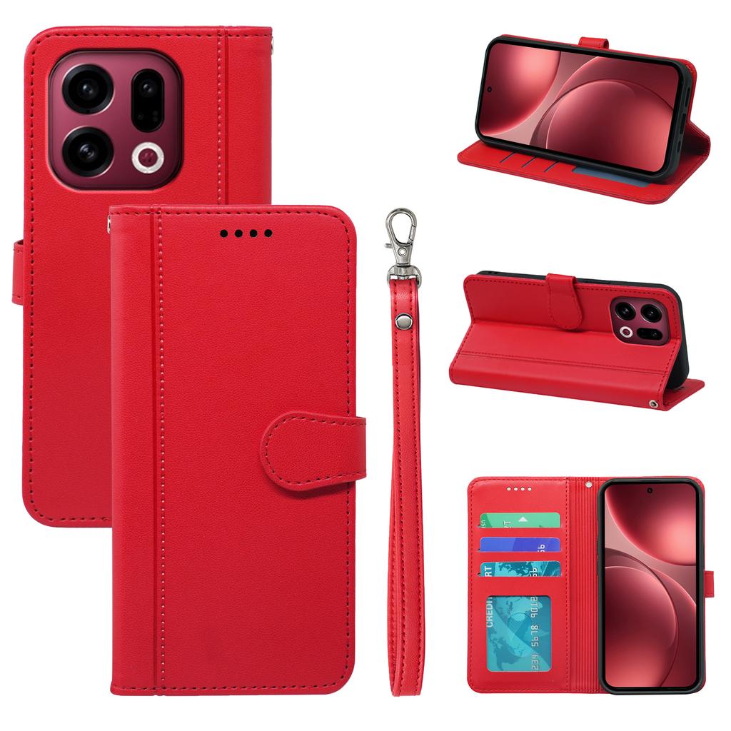 For Oppo Find X9 5G Wallet Case Magnetic Snap Leather Phone Cover with Strap