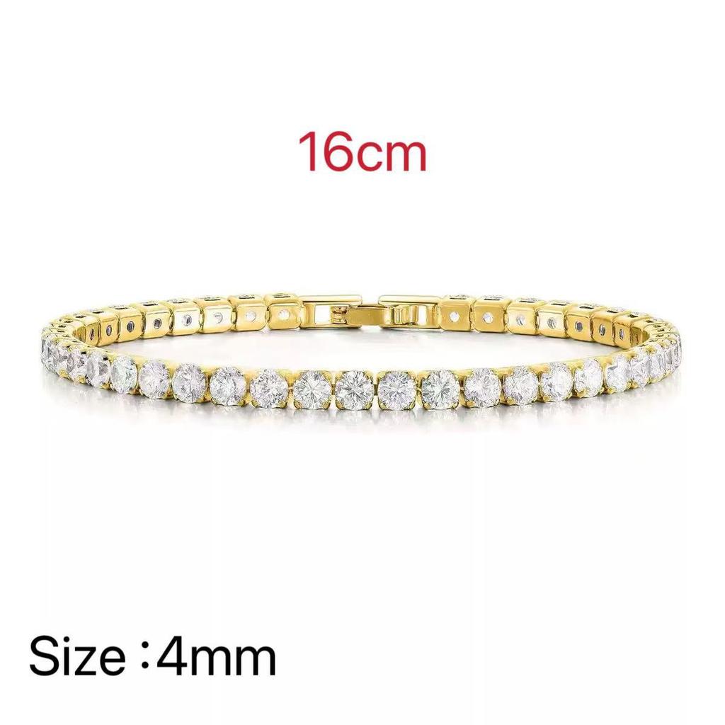 Pulsera de Circonitas Incrustadas de 4 mm de una Fila Estilo Minimalista Nicho Pequeño Diseño Cierre Ajustable Joyería