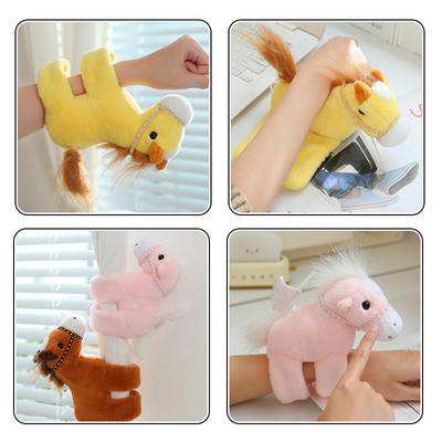 Cute Simulated Animal Horse Doll Wristband Bracelet Cartoon Spinning Tail Plush Soft Pony Decorative Interactive Toy