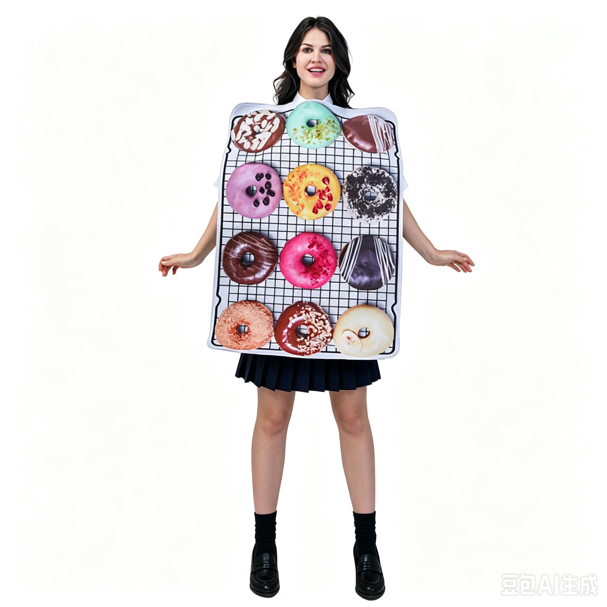 Costumes de beignet, tenues de fête amusantes sur le thème de la nourriture pour hommes et femmes. One size fits all adults blanc