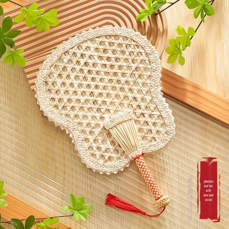 Handwoven Cattail Fan: Traditional Chinese Palm Leaf Fan for Summer