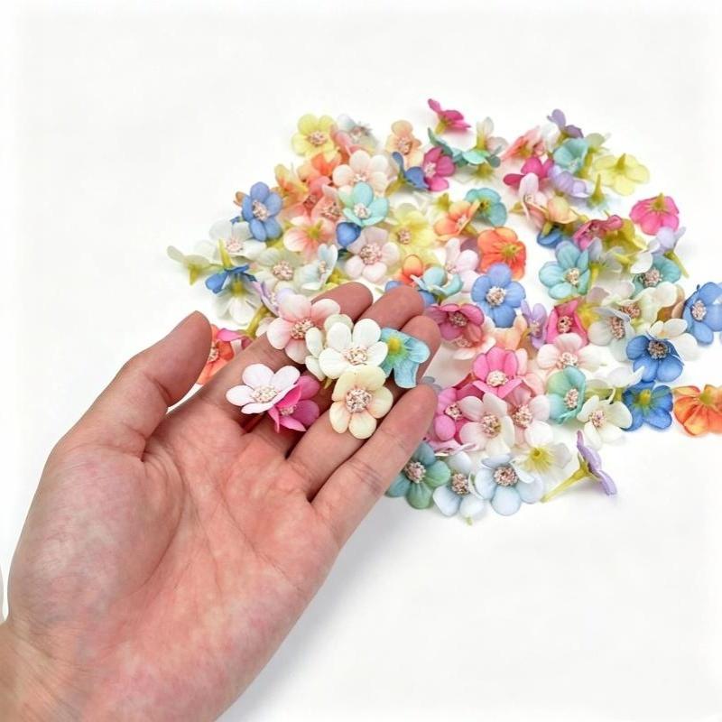 50 Stück Umweltfreundliche Künstliche Blumenköpfe Seiden-Fälschungsblumen für Hochzeitstorten-Topper Babyparty-Dekoration