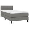 3140034 vidaXL Lit à sommier tapissier avec matelas Gris foncé 100x200cm Tissu