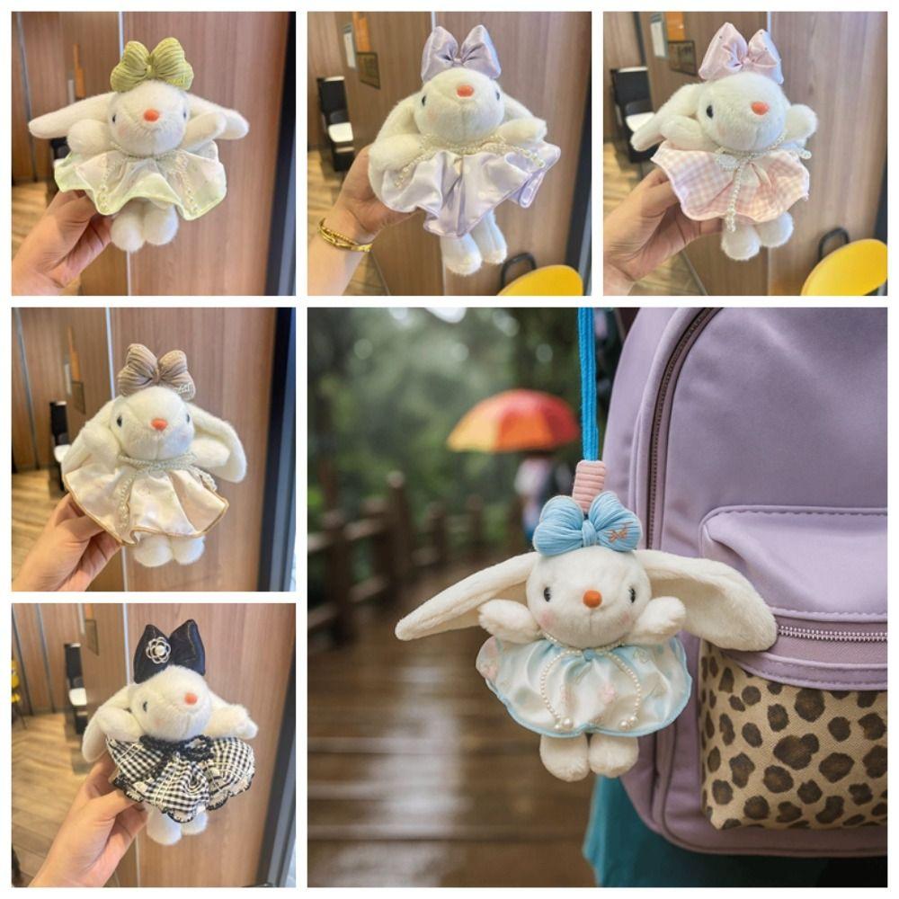 19cm Rabbit Pendant Soft Plush Rabbit Key Ring Lovely Plush Keychains Girls Gift