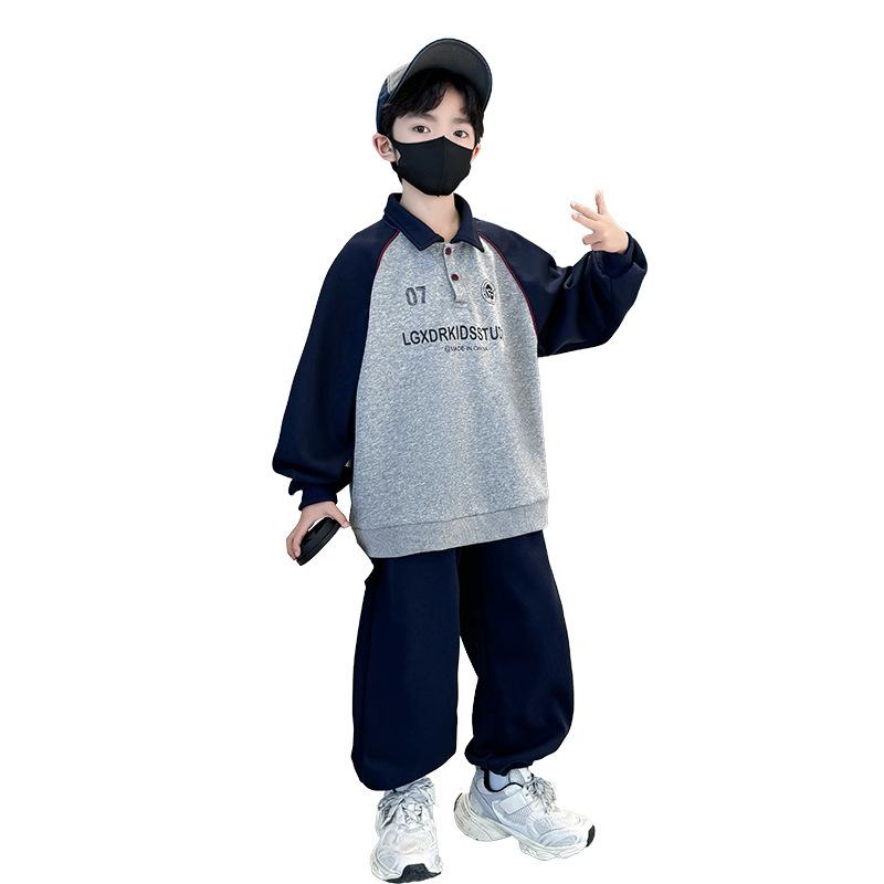 Children's Fashion Leisure Suit 2025 Spring Boys Handsome Sports POLO Shirt Hoodie Suit