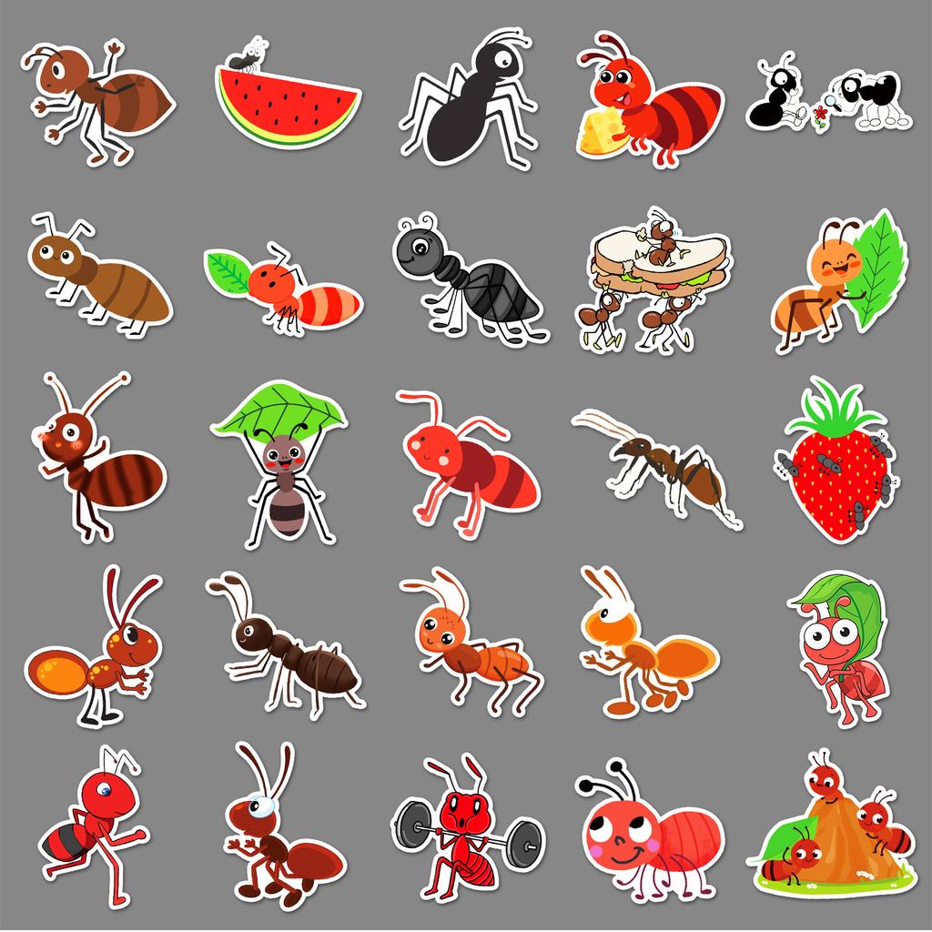 50 Bilder von Ameisen-Doodle-Tieren Kinder-Cartoon-Aufkleber DIY Handyhülle Kofferaufkleber Wasserdicht