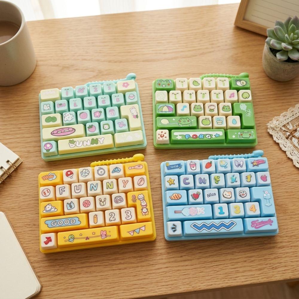 Squeeze Feel Keyboard Fidget Pendant Colorful Fingertip Button Key Ring Student Use