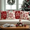 1/4 Pcs Red Christmas Pillowcase Snowflake Christmas Ball Pendant Pattern Cushion Cover Winter Holiday Home Decoration