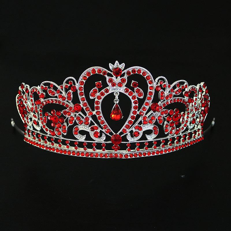Europäische Barockkrone Legierung Strass Schmuck Brautkrone Galvanisiert Dickes Silber Gold Herz Brautdiadem