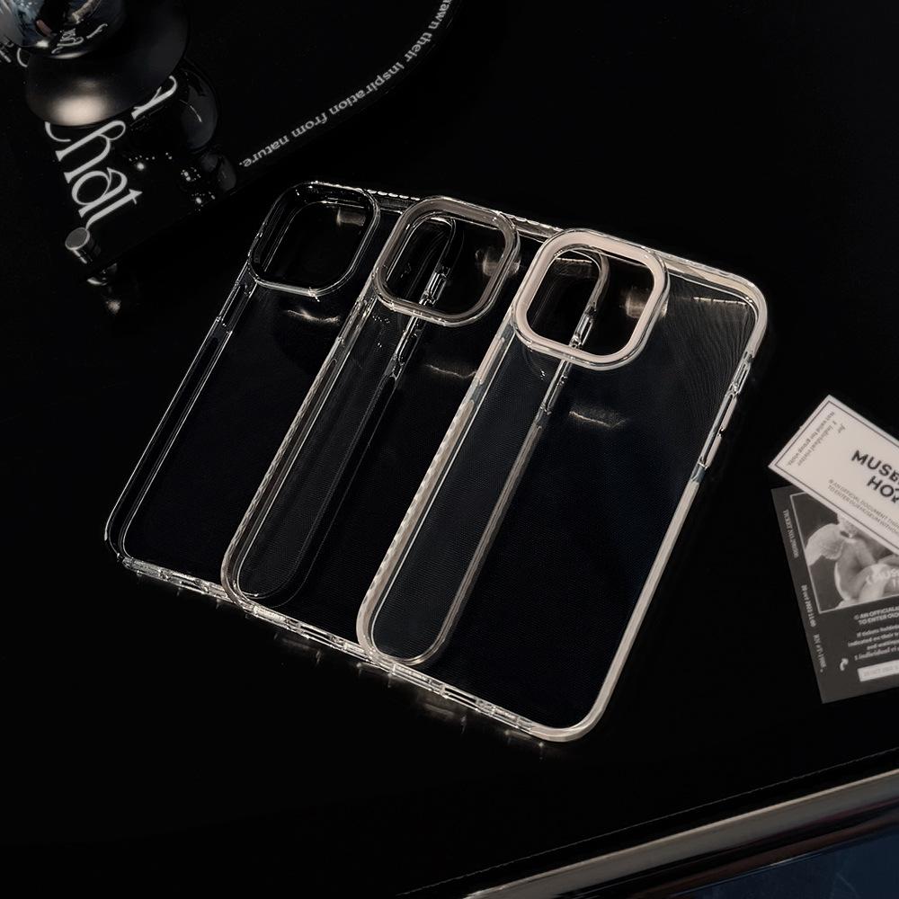 High End 16 Promax Solid Color Transparent IPhone Case 14 Suitable for 13 Anti Fall Frame 15 Soft 11 Silicone