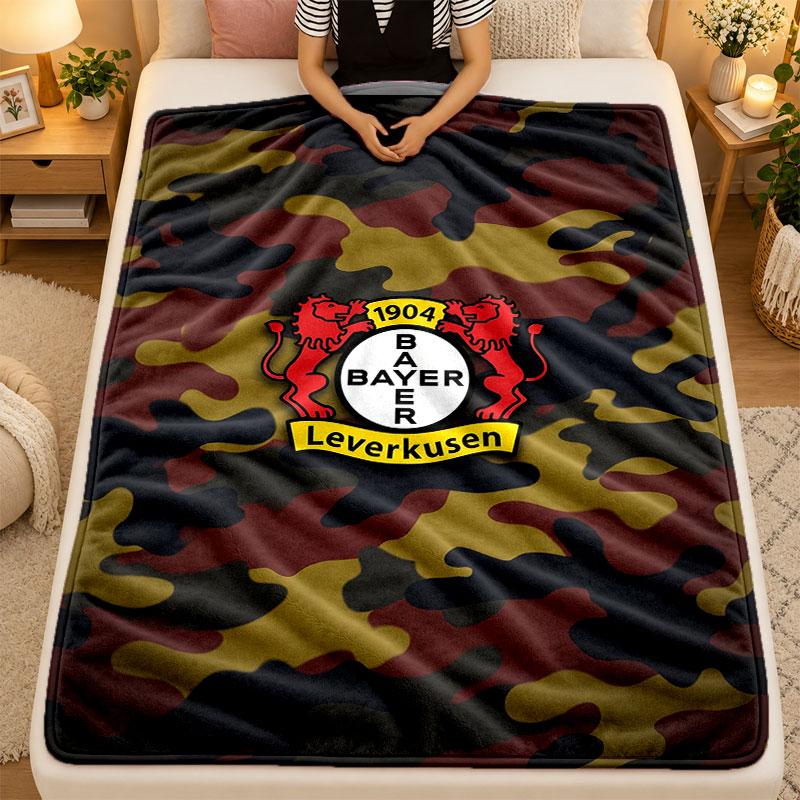 Flannel BlanketBayer Leverkusen Football Warm Soft Throw Blanket for Indoor Sofa Bed Living Room Use