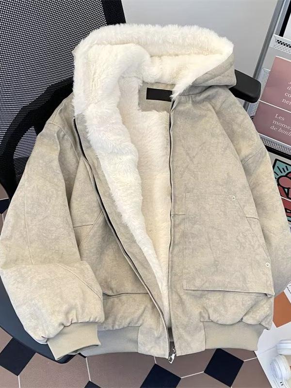 Men's Winter High-End Warmth Jacket: American Workwear Cleanfit Cotton Plus Velvet Thickened Coat